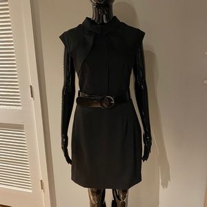 NWT $440 ALICE + OLIVIA BLACK COLLARED WOOL BLEND MINI SHEATH DRESS 6 S M